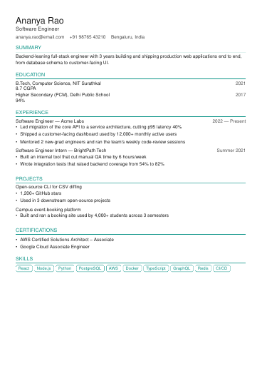 Kochi Fresh resume template