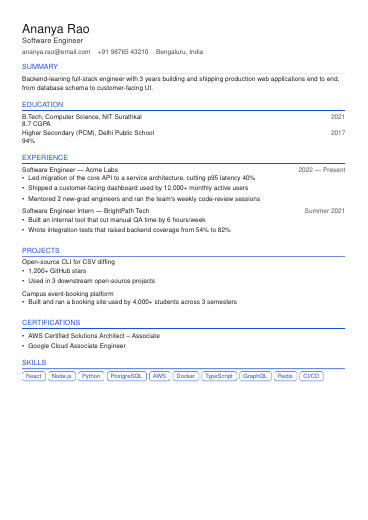 Delhi Minimal resume template