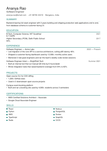Pune Product resume template